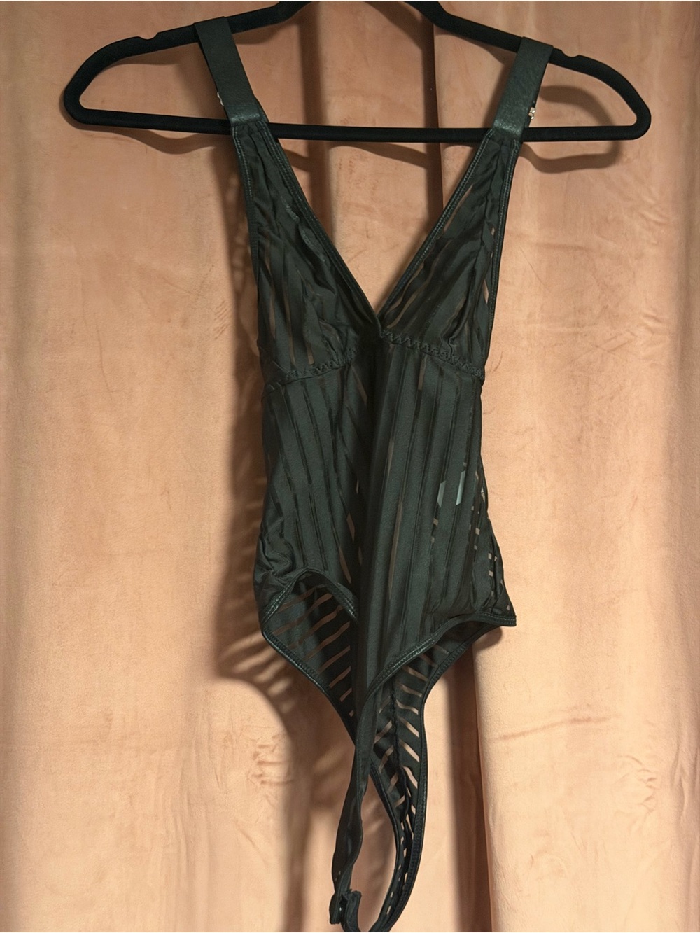 Forever 21 Black Sheer Striped Bodysuit